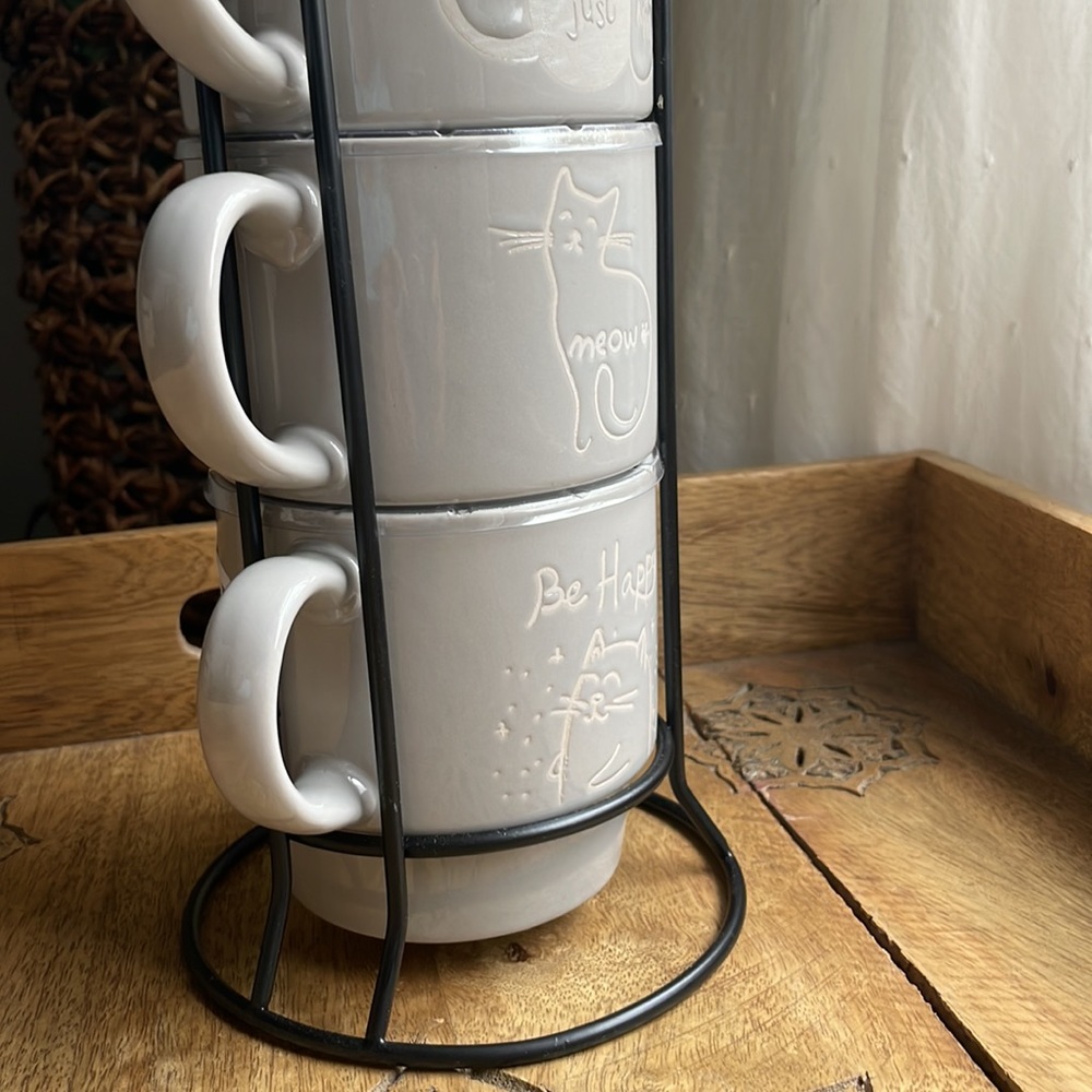 ☕️Adorable Cat 🐱 Mug Set with Stand ☕️🫖 NWT🐱 - Picture 12 of 16